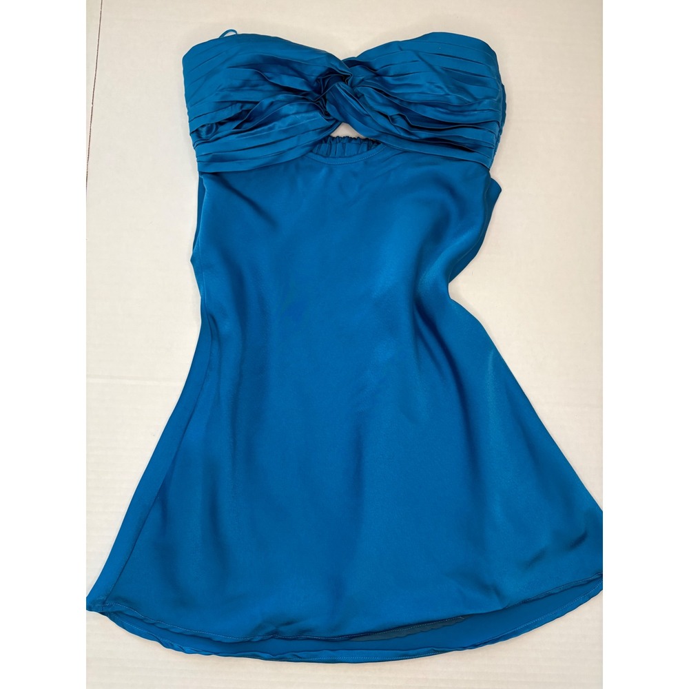 Cotton Candy LA Micro Mini Strapless Vibrant Blue Satin Cutout Party Bright Y2K